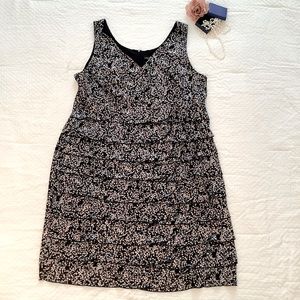 Lane Bryant Womens Size 20 Black Ruffled Sleeveless V Neck Lined Sheath Dress